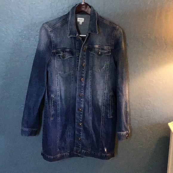 Sneak Peek Jackets & Blazers - Women’s Long Distressed Sneak Peek Jean Jacket.